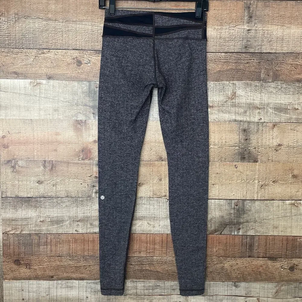 Lululemon Wunder Under Pant Leggings Giant Herringbone Black Gray Size 6